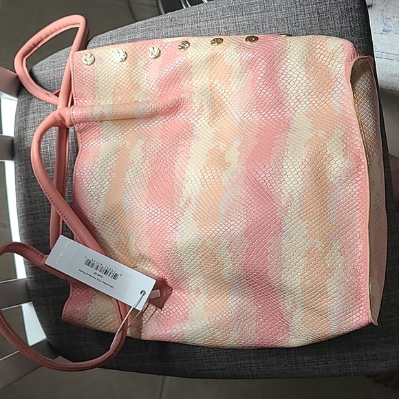 Hammitt Oliver Medium Tote Pink Himalayan Snake Hobo Leather Bag 10W"x13H" new - Picture 12 of 12